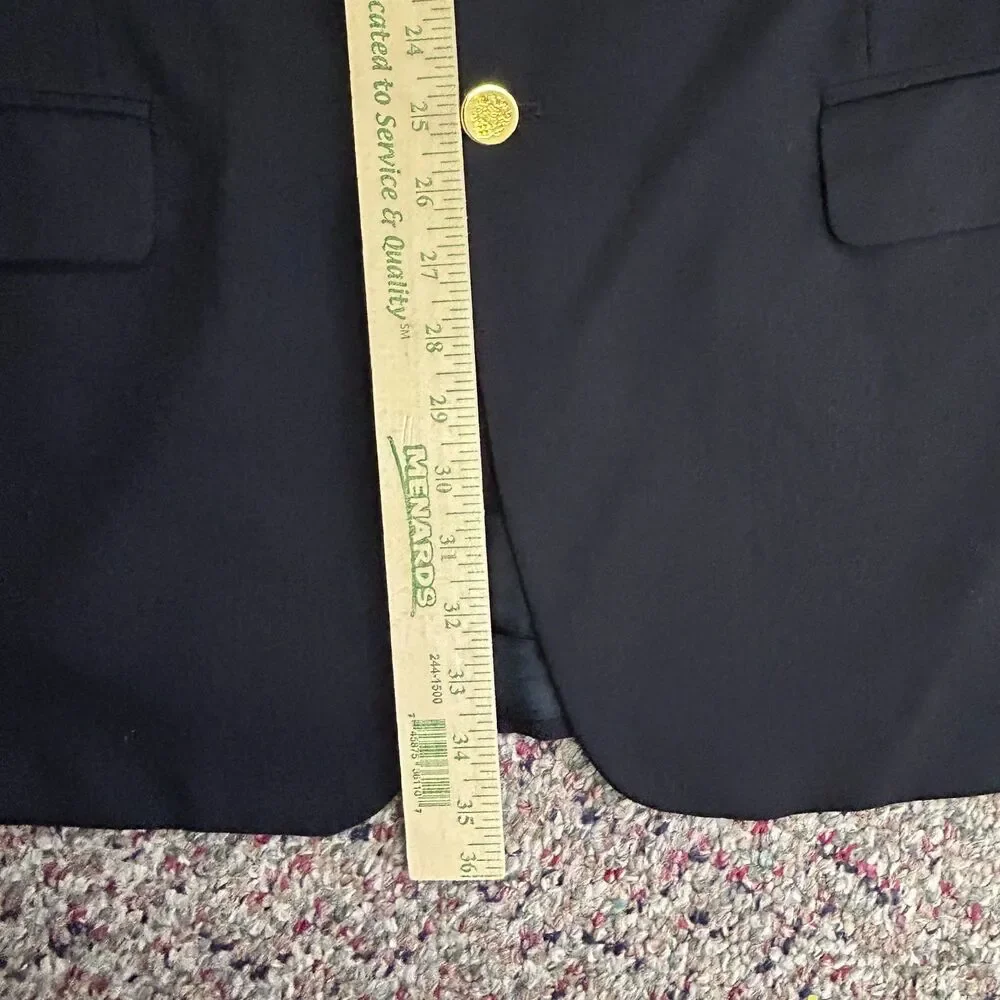 Joseph & Feiss Men's Navy Wool Gold Button Classic Blazer Jacket Size 44 X-Tall